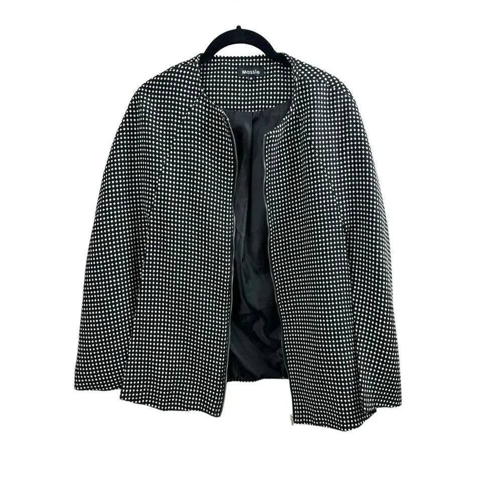 Massie Polka Dot Zip Up Lined Poncho Cloak Cape Size Medium